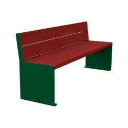 Banc bois/acier KUB. Procity, lg. 1800 mm, fixation tiges d'ancrage non fournies - Acajou/Vert mousse