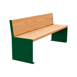 Banc bois/acier KUB. Procity, lg. 1800 mm, fixation tiges d'ancrage non fournies - Chêne clair/Vert mousse