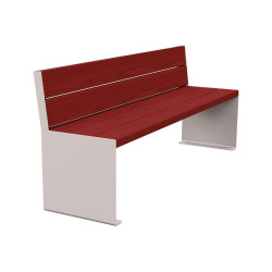 Banc bois/acier KUB. Procity, lg. 1800 mm, fixation tiges d'ancrage non fournies - Acajou/Gris soie