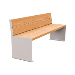 Banc bois/acier KUB. Procity, lg. 1800 mm, fixation tiges d'ancrage non fournies - Chêne clair/Gris soie