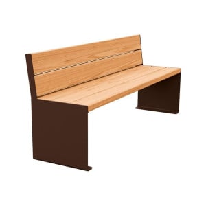 Banc bois/acier KUB. Procity, lg. 1800 mm, fixation tiges d'ancrage non fournies - Chêne clair/Brun chocolat