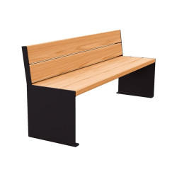 Banc bois/acier KUB. Procity, lg. 1800 mm, fixation tiges d'ancrage non fournies - Chêne clair/Noir foncé