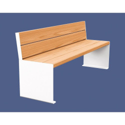Banc bois/acier KUB. Procity, lg. 1800 mm, fixation tiges d'ancrage non fournies - Chêne clair/Blanc pur