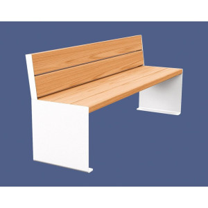 Banc bois/acier KUB. Procity, lg. 1800 mm, fixation tiges d'ancrage non fournies - Chêne clair/Blanc pur