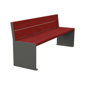 Banc bois/acier KUB. Procity, lg. 1800 mm, fixation tiges d'ancrage non fournies - Acajou/Gris Procity