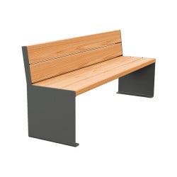 Banc bois/acier KUB. Procity, lg. 1800 mm, fixation tiges d'ancrage non fournies - Chêne clair/Gris Procity