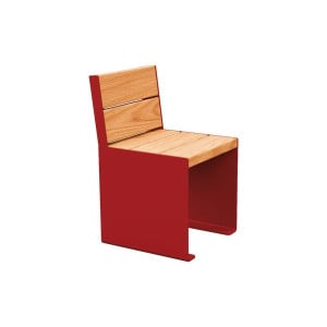 Banc bois/acier KUB. Procity, lg. 450 mm, fixation tiges d'ancrage non fournies - Chêne clair/Rouge pourpre