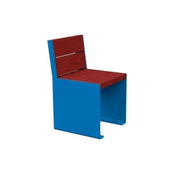 Banc bois/acier KUB. Procity, lg. 450 mm, fixation tiges d'ancrage non fournies - Acajou/Bleu gentiane