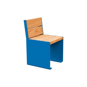 Banc bois/acier KUB. Procity, lg. 450 mm, fixation tiges d'ancrage non fournies - Chêne clair/Bleu gentiane