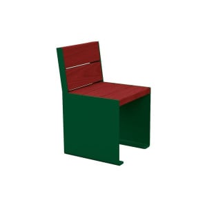 Banc bois/acier KUB. Procity, lg. 450 mm, fixation tiges d'ancrage non fournies - Acajou/Vert mousse