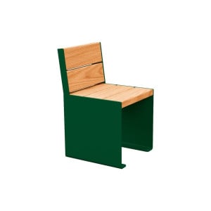 Banc bois/acier KUB. Procity, lg. 450 mm, fixation tiges d'ancrage non fournies - Chêne clair/Vert mousse