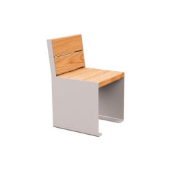 Banc bois/acier KUB. Procity, lg. 450 mm, fixation tiges d'ancrage non fournies - Chêne clair/Gris soie