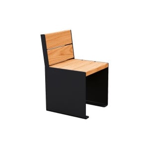 Banc bois/acier KUB. Procity, lg. 450 mm, fixation tiges d'ancrage non fournies - Chêne clair/Noir foncé