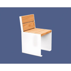Banc bois/acier KUB. Procity, lg. 450 mm, fixation tiges d'ancrage non fournies - Chêne clair/Blanc pur