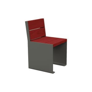 Banc bois/acier KUB. Procity, lg. 450 mm, fixation tiges d'ancrage non fournies - Acajou/Gris Procity