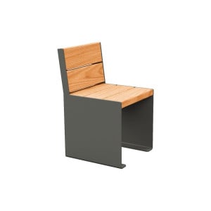 Banc bois/acier KUB. Procity, lg. 450 mm, fixation tiges d'ancrage non fournies - Chêne clair/Gris Procity