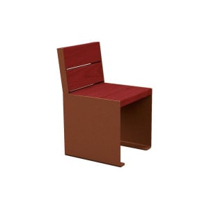 Banc bois/acier KUB. Procity, lg. 450 mm, fixation tiges d'ancrage non fournies - Acajou/Aspect Corten