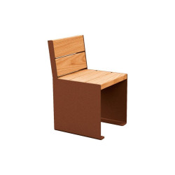 Banc bois/acier KUB. Procity, lg. 450 mm, fixation tiges d'ancrage non fournies - Chêne clair/Aspect Corten