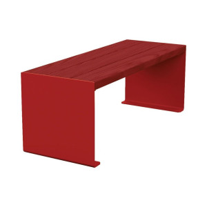 Banquette KUB. acier et bois Procity, lg. 1200 mm, fixation tiges d'ancrage non fournies - Acajou/Rouge pourpre