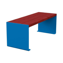 Banquette KUB. acier et bois Procity, lg. 1200 mm, fixation tiges d'ancrage non fournies - Acajou/Bleu gentiane