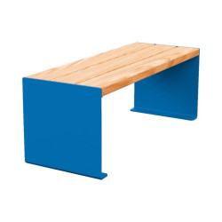 Banquette KUB. acier et bois Procity, lg. 1200 mm, fixation tiges d'ancrage non fournies - Chêne clair/Bleu gentiane