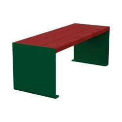 Banquette KUB. acier et bois Procity, lg. 1200 mm, fixation tiges d'ancrage non fournies - Acajou/Vert mousse