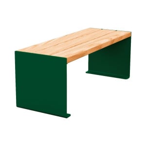 Banquette KUB. acier et bois Procity, lg. 1200 mm, fixation tiges d'ancrage non fournies - Chêne clair/Vert mousse