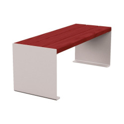 Banquette KUB. acier et bois Procity, lg. 1200 mm, fixation tiges d'ancrage non fournies - Acajou/Gris soie