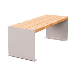 Banquette KUB. acier et bois Procity, lg. 1200 mm, fixation tiges d'ancrage non fournies - Chêne clair/Gris soie