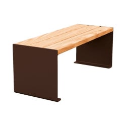 Banquette KUB. acier et bois Procity, lg. 1200 mm, fixation tiges d'ancrage non fournies - Chêne clair/Brun chocolat