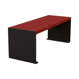 Banquette KUB. acier et bois Procity, lg. 1200 mm, fixation tiges d'ancrage non fournies - Acajou/Noir foncé