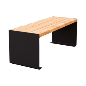 Banquette KUB. acier et bois Procity, lg. 1200 mm, fixation tiges d'ancrage non fournies - Chêne clair/Noir foncé
