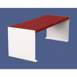 Banquette KUB. acier et bois Procity, lg. 1200 mm, fixation tiges d'ancrage non fournies - Acajou/Blanc pur