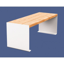 Banquette KUB. acier et bois Procity, lg. 1200 mm, fixation tiges d'ancrage non fournies - Chêne clair/Blanc pur