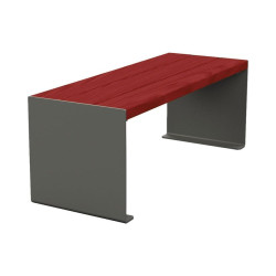 Banquette KUB. acier et bois Procity, lg. 1200 mm, fixation tiges d'ancrage non fournies - Acajou/Gris Procity