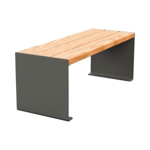 Banquette KUB. acier et bois Procity, lg. 1200 mm, fixation tiges d'ancrage non fournies - Chêne clair/Gris Procity
