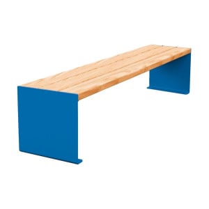 Banquette KUB. acier et bois Procity, lg. 1800 mm, fixation tiges d'ancrage non fournies - Chêne clair/Bleu gentiane