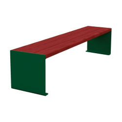 Banquette KUB. acier et bois Procity, lg. 1800 mm, fixation tiges d'ancrage non fournies - Acajou/Vert mousse