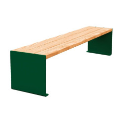 Banquette KUB. acier et bois Procity, lg. 1800 mm, fixation tiges d'ancrage non fournies - Chêne clair/Vert mousse