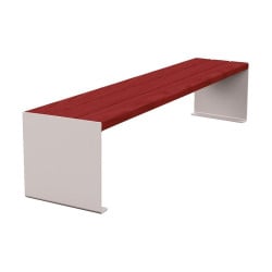 Banquette KUB. acier et bois Procity, lg. 1800 mm, fixation tiges d'ancrage non fournies - Acajou/Gris soie