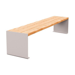 Banquette KUB. acier et bois Procity, lg. 1800 mm, fixation tiges d'ancrage non fournies - Chêne clair/Gris soie