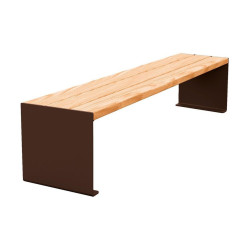Banquette KUB. acier et bois Procity, lg. 1800 mm, fixation tiges d'ancrage non fournies - Chêne clair/Brun chocolat