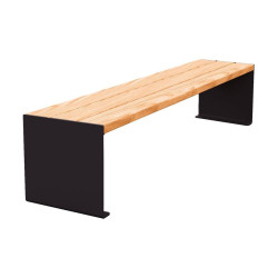 Banquette KUB. acier et bois Procity, lg. 1800 mm, fixation tiges d'ancrage non fournies - Chêne clair/Noir foncé