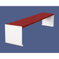Banquette KUB. acier et bois Procity, lg. 1800 mm, fixation tiges d'ancrage non fournies - Acajou/Blanc pur