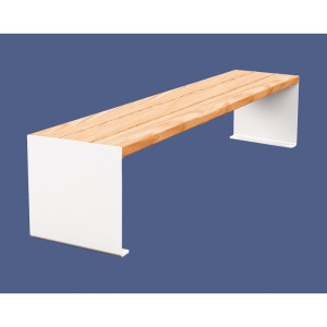 Banquette KUB. acier et bois Procity, lg. 1800 mm, fixation tiges d'ancrage non fournies - Chêne clair/Blanc pur