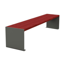 Banquette KUB. acier et bois Procity, lg. 1800 mm, fixation tiges d'ancrage non fournies - Acajou/Gris Procity