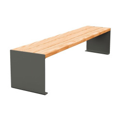 Banquette KUB. acier et bois Procity, lg. 1800 mm, fixation tiges d'ancrage non fournies - Chêne clair/Gris Procity