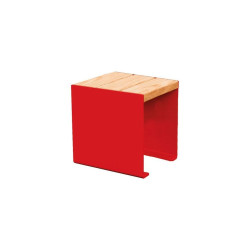 Banquette KUB. acier et bois Procity, lg. 450 mm, fixation tiges d'ancrage non fournies - Chêne clair/Rouge signalisation