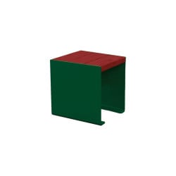 Banquette KUB. acier et bois Procity, lg. 450 mm, fixation tiges d'ancrage non fournies - Acajou/Vert mousse