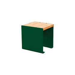Banquette KUB. acier et bois Procity, lg. 450 mm, fixation tiges d'ancrage non fournies - Chêne clair/Vert mousse